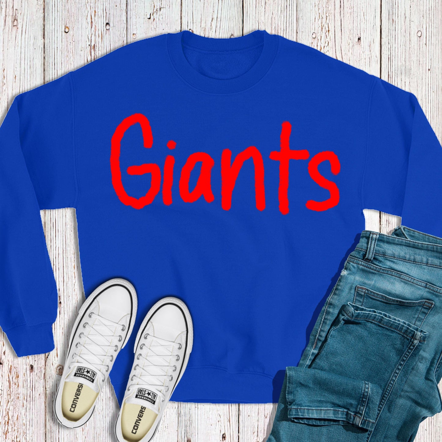 Giants Team Crewneck, Chenille Yarn Sweatshirt, Personalized Sweatshirt, Embroidered Team Sweatshirt, Oversized Crewneck