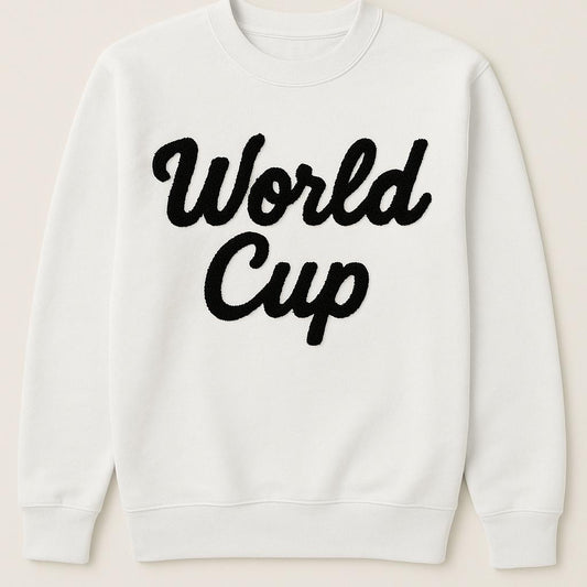 World Cup Crewneck, Chenille Yarn Sweatshirt, Personalized Sweatshirt, Embroidered Team Sweatshirt, Oversized Crewneck