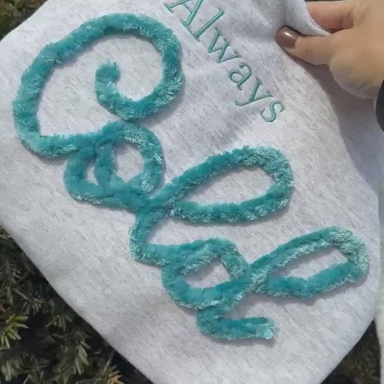 Always Cold Chenille/Velour Embroidery Crewneck, Yarn Embroidery